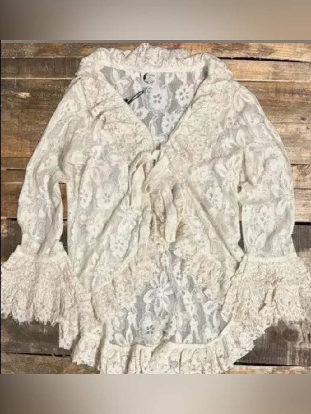 NWT Jaded Gypsy Graceful Moved Ruffle Open-Front Cardigan - S/M